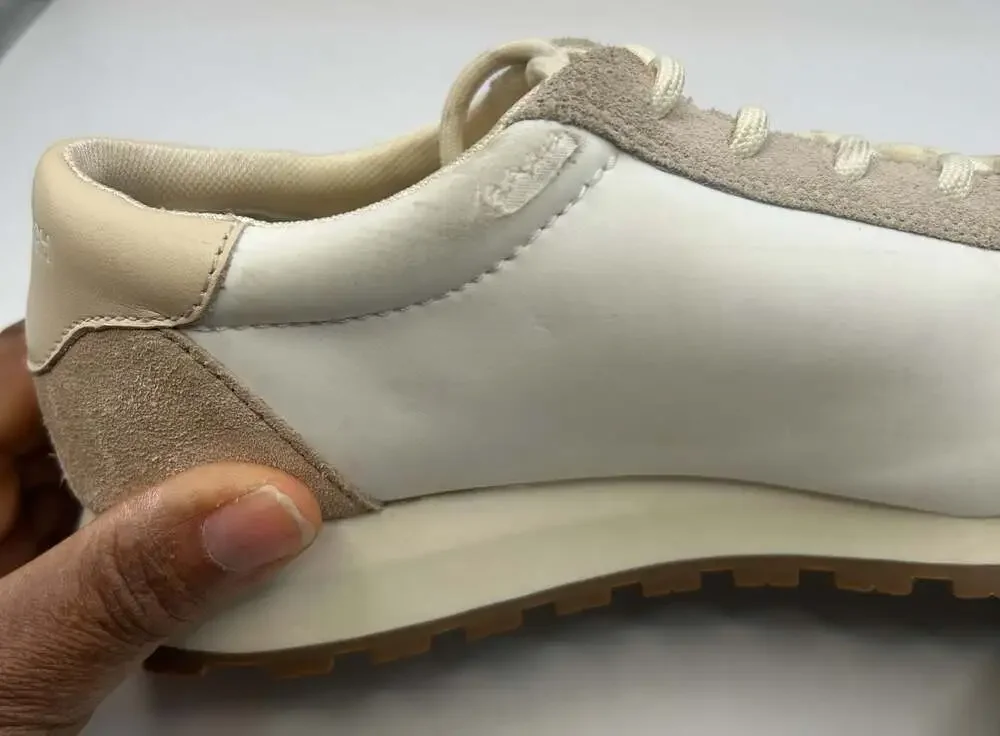 Tory Burch Tory Leather and Suede Retro Sneakers White Tan